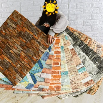 1бр 35*30 см тапети тухлени 3D стикер на стената пяна самоклеящийся направи си САМ украса на хола Водоустойчива хартия за декорация на стаята