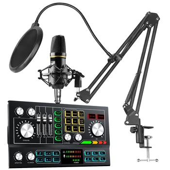 Преносим музикален миксер с конденсаторным микрофон за запис на студийната, комплект за директно излъчване