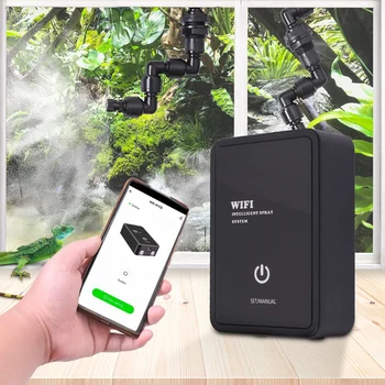 Wifi умен овлажнител за влечуги с таймер, автоматична система за пръскане с мъгла в тропическа гора, контролер разбрызгивателя, комплект за напояване, штепсельная вилица ЕС