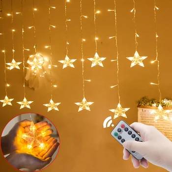 2.5 M Коледна звезда led гирлянди мигащи страхотни завеси водоустойчива за празнични партита Сватбени коледна украса