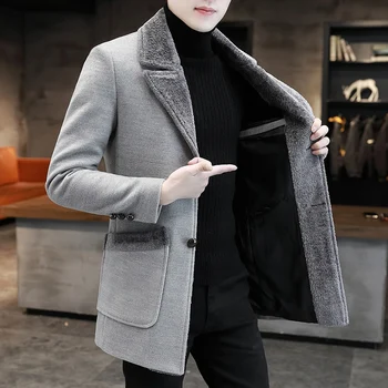 Есенно-зимни палта, мъжки корейската вълна приталенная дълго яке, мъжки ежедневни ветровка, висококачествени мъжки дрехи голям размер