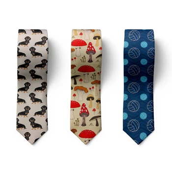 Нов модерен мъжки вратовръзка 8 см, нестандартен, забавен вратовръзка с гъби куче за мъже, сватбен бизнес вратовръзка за партита, аксесоари Gravata, подаръци