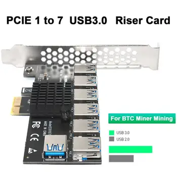 PCI-E Странично Card 1 Обрат 7 Слот PCI-Express От 1x до 16x USB 3.0 Майнинг Специална Странично Карта PCIe Конвертор За Майнинга БТК Миньор