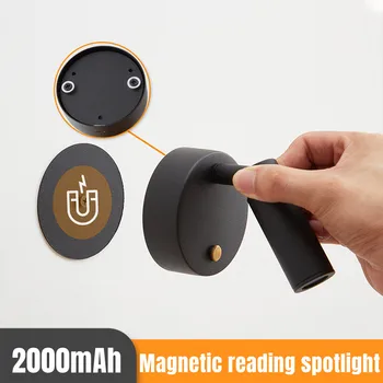 3 Watt led акумулаторна батерия, с монтиран на стената лампа за четене със сензорен превключвател, димиране нощни монтиран на стената лампа за спални, USB безжични магнитни прожектори