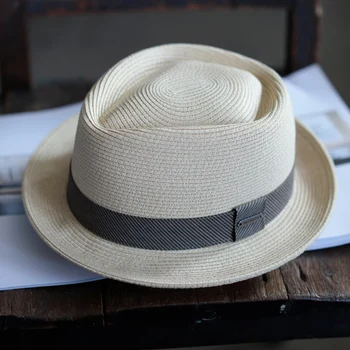 Нова мъжки сламена шапка с къси полета, лятна фетровая шапка, плажна шапка, високо качество, голям размер, голяма глава