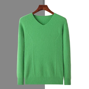 Мъжката есенно-зимния пуловер Salt Series от 100% кашмир с V-образно деколте, обикновен пуловер, луксозна ежедневна блуза