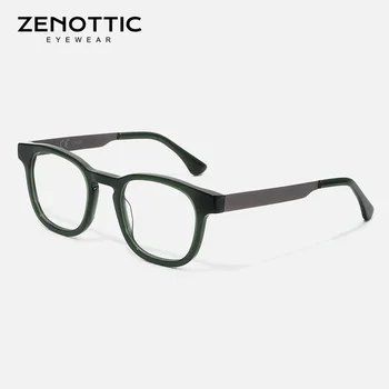 ZENOTTIC За Жени Ръчно изработени Реколта За Мъже Квадратни Рамки За Очила Пълен Ръб Ретро Ацетат Късогледство Рамки За Очила