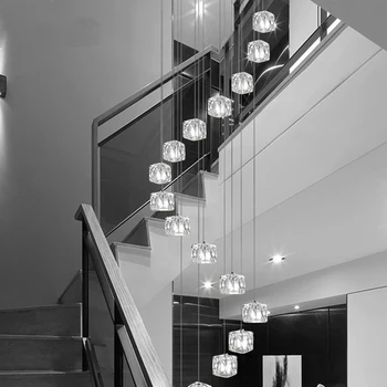 Висящи лампи Стъклено стълбище Модерните висящи осветителни тела за хол led навити окачен лампа за хранене, Лампи, Главоболие лампа led