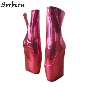 Sorbern Металик, прасковени обувки без шипове, балетные обувки, фетиш, високи токчета, ботильоны на танкетке със страничен цип, изработени по поръчка