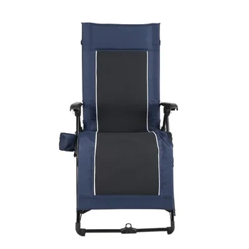 Шезлонг Quad Zero Gravity за къмпинг, синьо, стол за почивка на възрастни