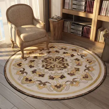 Европейският ретро кръг килим за спалня, декориране на всекидневна, подложки за столове, домашен подложка за пода, кръгла подложка за луксозен дом