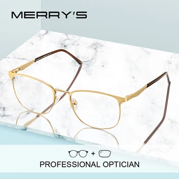 MERRYS DESIGN Мъжки луксозни очила по рецепта, модни очила по рецепта от късогледство, мъжки оптични очила в ретро стил S2060PG