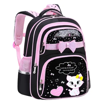 Училищна чанта за начално училище, изкуствена кожа 2023, модерен ортопедичен водоустойчива раница за прекрасни момичета с хубави котка
