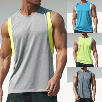 Мъжка риза за фитнес, културизъм, бързосъхнеща фланелка за бягане, ежедневни риза без ръкави, спортен синглетный мускулен жилетка
