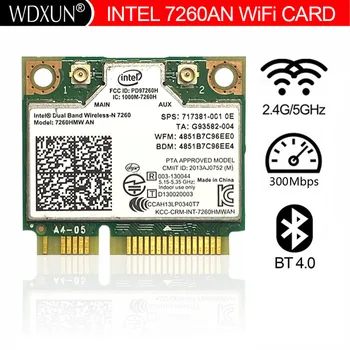 intel Dual Band Wireless-N 7260 7260HMW 7260AN 300 Mbps с + Bluetooth4.0 половина на Mini PCI-e, Безжична WIFI КАРТА Linux/Win7/Win8/Win10/AP