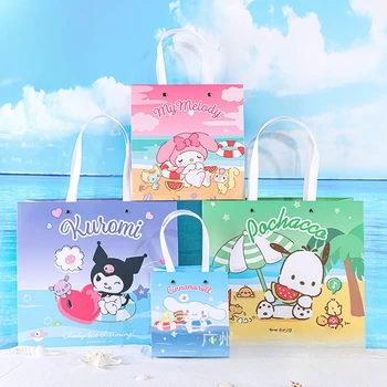 Подаръчни пакети Sanrio Kawaii Kuromi Cinnamoroll My Melody, сладки мультяшные подарък пакети за момичета, преносими чанти за пазаруване на едро