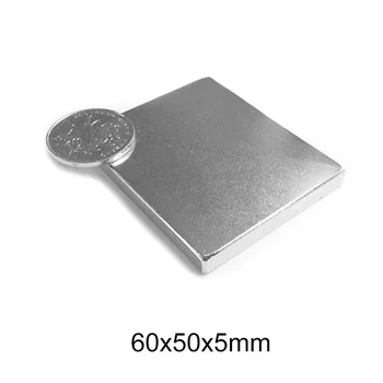 1 /2 ЕЛЕМЕНТА 60x50x5 N35 Дебели силни неодимови магнити Блок на постоянен магнит 60x50x5 мм Мощен магнитен лист магнит 60*50*5 мм