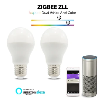ZIGBEE AC100-240V 6 W LED КРУШКА RGB + CCT двойна бяла приложение за смартфон на Amazon Алекса Гласов контрол, E27, лампа zigbee zll light линк