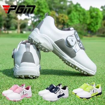 Обувки за голф PGM, детски водоустойчив гуменки за момчета и момичета, нескользящая дишащи обувки за голф, ультралегкий маратонки с бърза шнур