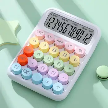 Калкулатор с кръгла бутон, Преносим Екран калкулатор в стил пишеща машина, Лесен за употреба, за офис, училище, у дома, Скъпа пишещи машини