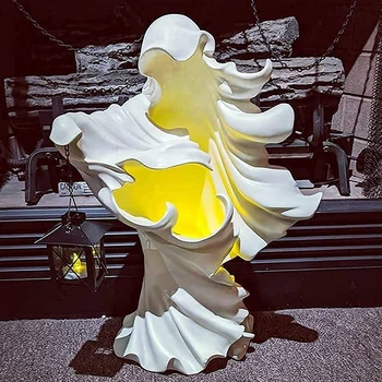 Вещица с фенер, Призрак, търсещ светлина, новият пратеник на ада, реалистична скулптура призрак от смола за страх украса за Хелоуин