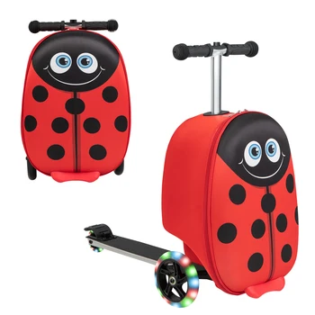 Babyjoy 2-В-1 сгъваем скутер за пътуване с куфар с спирачната система на led колела, подаръци за деца