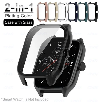 Твърд Защитен калъф за вашия КОМПЮТЪР С Защитно фолио за екрана Amazfit GTS 4 Mini Bumper Full Cover Case + Корпус умни часовници, изработени от закалено стъкло 9H