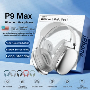 Оригинални безжични слушалки Air Max P9 Pro с Bluetooth-външни антифони с шумопотискане, микрофонные шушулки, спортна и детска слушалки за Apple iPhone