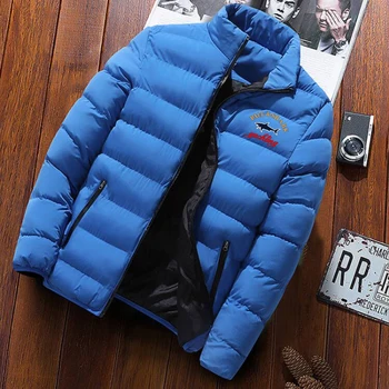 2023 Ново мъжко зимно палто с висока яка, памучно палто, дебели топли Паркър, монофонични модерен стил на улицата XS-4XL