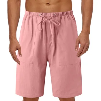 Памучни спално бельо, бански, ежедневни панталони оверсайз Летни ластични шорти За мъже, пижами дантела, домашно облекло, панталони