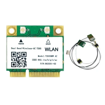 Двойна лента 2,4 G/5 Ghz AC7265 Безжичен MINI PCI-E WIFI карта, съвместима с Bluetooth