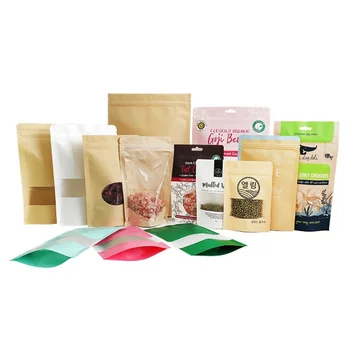 Отпечатани за поръчка на екологично чисти затваряне на торбички от крафт-хартия с цип за опаковане на хранителни продукти със собственото си лого