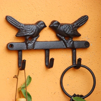 Креативен ретро чугун декоративна кука за ключове Стенни закачалка за дрехи Прекрасна птица, окачен на кука за дрехи