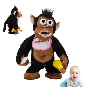 Магнитна плюшен маймуна, забавни играчки за ядене на банани, възрастни маймуни-горили, играчки за докосване на стрес, електрически магнитен плюш за дома