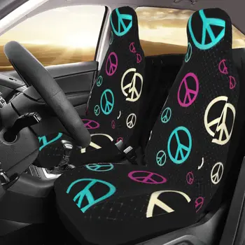Калъф за авто седалка със знаците на света в стил хипи, изработени по поръчка печат, гъвкав преден протектор, аксесоари, комплект с възглавници