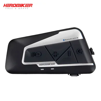 HEROBIKER 2 комплекта 1200 М БТ мотоциклет шлем домофон Водоустойчив безжичен Bluetooth мото слушалки переговорное устройство с FM-радио за 2 пътувания