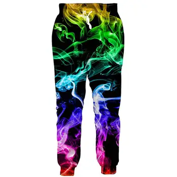 Маркови Панталони PLstar Cosmos С Графичен Цветен, Изобразяващи Огън И Дим, Мъжки Панталони За Джогинг с 3D Принтом, Градинска Дрехи, Стръмни Всекидневни Спортни Панталони, Унисекс