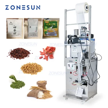 ZONESUN на Храните Машина за автоматично претегляне на кафе на зърна, пакетираща машина за опаковане на прах пакети с обратна страна, машина за пълнене с принтера дата