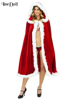 InsDoit Готическа памучно коледа палто с кожа качулка, женски зимата на топло наметало за cosplay, градинска Модни дрехи памучни палто в стил пънк 2022
