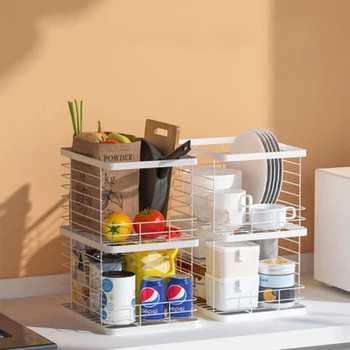 Кухненски стойка от ковано желязо може да се припокриват Квадратна домашно приготвена кошница за съхранение на боклук в ъгъла на студентски общежития Кошница за съхранение на закуски