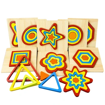 1 бр., играчки-пъзели Монтесори за деца, геометрична форма, 3D дървен пъзел, играчки за ранното развитие, образователни играчки