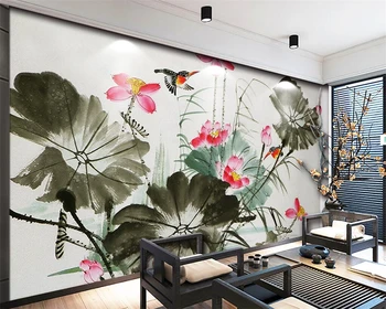 Бейбехан Потребителски тапети на стенописите на Мебели за дома Стенопис Зимородок Lotus Lotus Китайски телевизор фон стенни живопис 3d тапети