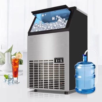 Търговска кубичен лед 50 кг / 24 ч, автономен автоматичен лед с течна фризер, домакински уреди