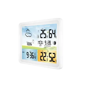 Безжична метеорологичната станция, предсказване на времето, термометър за стая и на улицата, влагомер с цветен сензорен екран, будилник