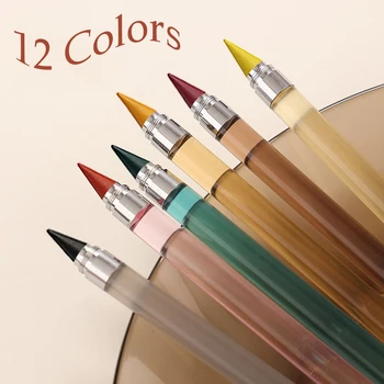 Творчески Акрилни Цветни Прозрачни Титуляр за Моливи Вечен Молив с 12 Цветни Топчета Студентска Школа по Рисуване Kawaii Канцеларски материали