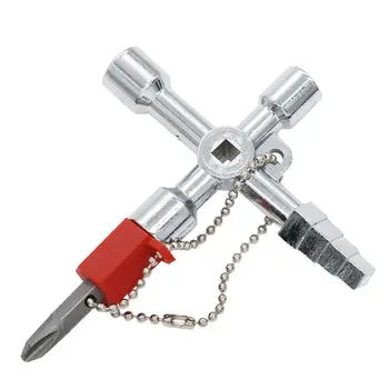 Многофункционален ключ 4-в-1, Практичен Ключ с Кръстосан ключ, Висококачествени Електрически Кабинет, Крайни Ключ за шкафа, Ръчни Инструменти
