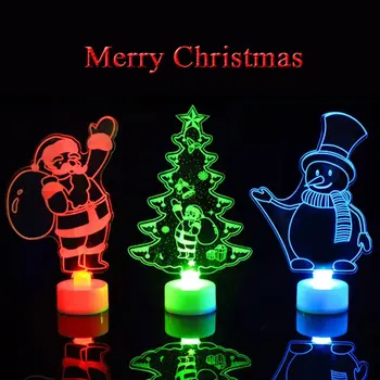 Коледна декорация на дома, Цветни led светлини на коледната елха Дядо Коледа лека нощ коледна навидад коледни подаръци за деца лампа Коледни светлини