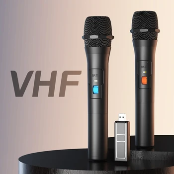 1 чифт комплекти безжични микрофонной система VHF, USB-приемник, ръчно караоке микрофон, домашно парти, смарт-телевизор, говорител, микрофон за пеене