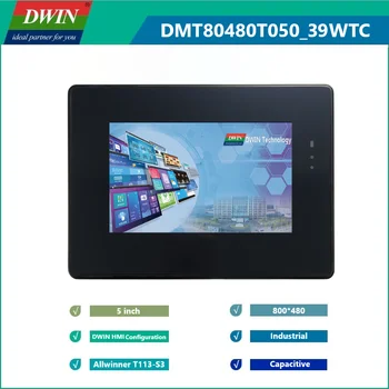 Дисплей конфигурация DWIN HMI Двуядрен 5,0-инчов Сензорен Промишлен контролер 800*480, LCD модул с 2-пристанище на трета страна CAN с калъф