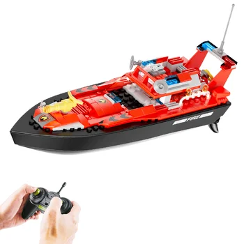 Набор от градивни елементи за радиоуправляемой лодки V102 CITY 2,4 G, пожарна станция, играчка за скоростно лодки за гасене на пожари
